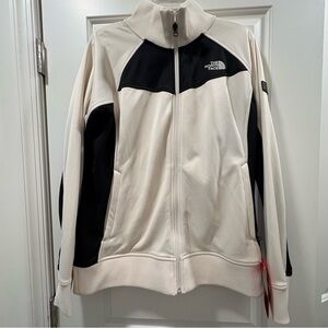 The North Face Cream and Black Full-Zip Fleece Jacket